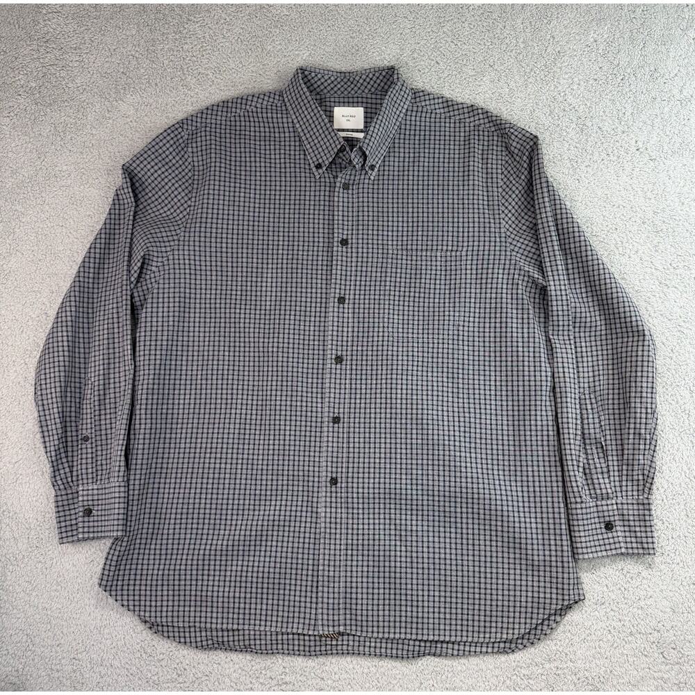 Billy Reid Men's Shirt Checkered Button-Down Long Sleeve Standard XXL Italy Made